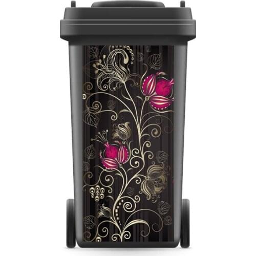DIY Creative 3D Rubbish Bin Sticker Abstract Flower Wall Mural Wall Print Decal Removable self adhesive Kitchen Accessories