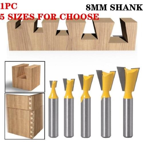 1Pc 8mm Shank Dovetail Milling Cutters C3 Grade Tungsten Router Bits For Wood Carving Woodworking Tools