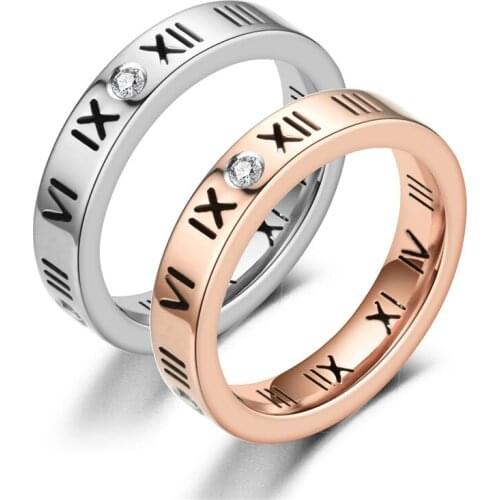 Trend Simple Fashion Roman Numeral Romantic Couple Ring Stainless Steel Engagement Ring For Jewelry Gift Wholesale