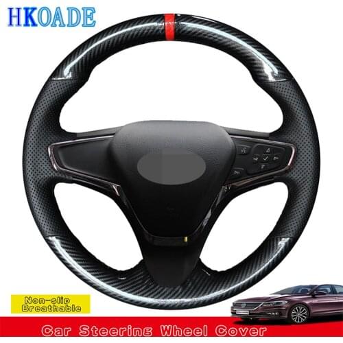 DIY Hand-stitched Black Carbon Fiber Leather Car Steering Wheel Cover For Chevrolet Cruze 2014-2018 Volt 2016 2017 New Cruze
