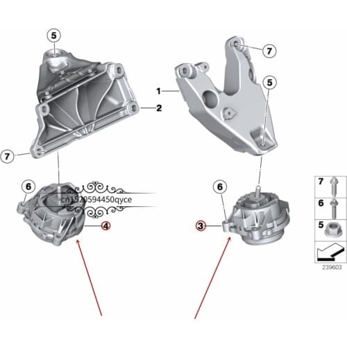 22116785716/5711 Car Engine bracket Engine foot rubber Suitable for X3b mwX4 35i 40i 2011-2016 Engine claw pad Engine mount