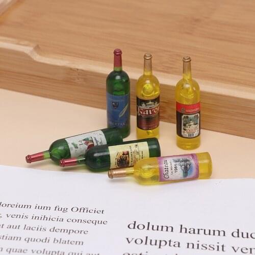 Hot Sale 6pcs Plastic Mini Simulation Wine Bottle Dollhouse Miniature Accessories Decor Furniture