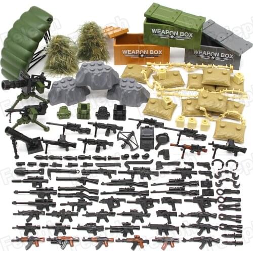 153Pcs Sandbag Laptop Armor Camouflag Building Blocks Model Bricks Military Army SWAT Weapon Team Set MOC Accessories DIY Toy