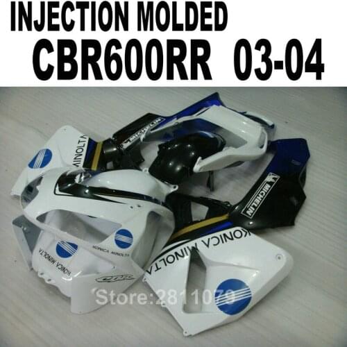 New hot Injection mold fairing kit for Honda CBR600RR 03 04 white black fairings set CBR600RR 2003 2004 AT49