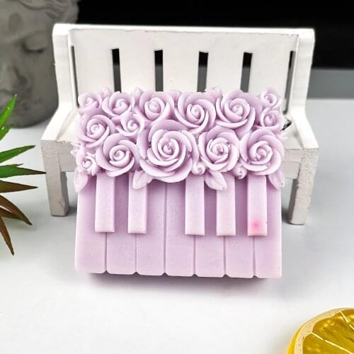 PRZY Mould Silicone Flower Rose Piano Molds Pianoforte Mold Soap Molds Handmade Fondant Soap Clay Resin Candle Mould