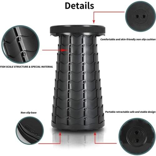 Retractable Folding Stools Portable Camping Stool Collapsible Stool Fishing Hiking Tours BBQ Parties Outdoor Activities 400lbs