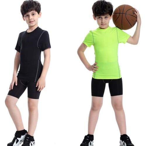 Boys Gym Suit Sports Suits Running sets Fitness Training Jogging Yoga Sets Compression Running rashguard kids 2pieces Tracksuits