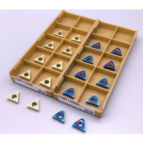 10PCS TCMT110204 SP10/20 BLUE YELLOW Internal Turning Tool CNC Carbide Insert TCMT 110204 Turning Tools Blade CNC Cutter Tool