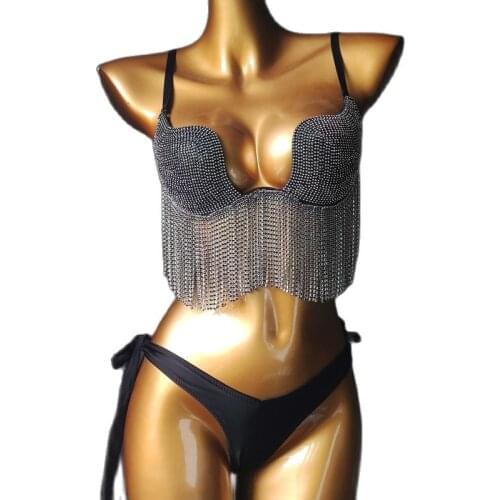 Anibol 2021 Crystal Diamond Nightclub Underwear Bikini High-End Rhinestone Women Swimsuit Hot Style Tassels Females Swimwear