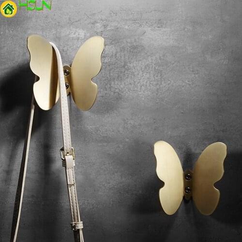 Butterfly Gold Hook for Wall Coat Hooks Brass Bathroom Hook Wall Mount Hook Hat Hook Hanger
