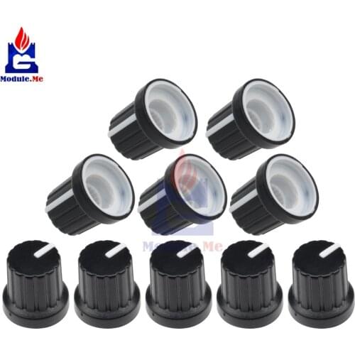 10PCS/Lot Insert Dia. 6mm Shaft Knobs Rotary Potentiometer Control Knobs Plastic Caps Hole Potentiometers WH148