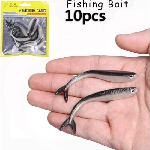 10Pcs/Bag Soft Shrimp Worms Fish Lure Silve Silicone Wobblers Fishing Tackle Jigging Maggot Fishing Bait Jig Head Bait 8cm/2g