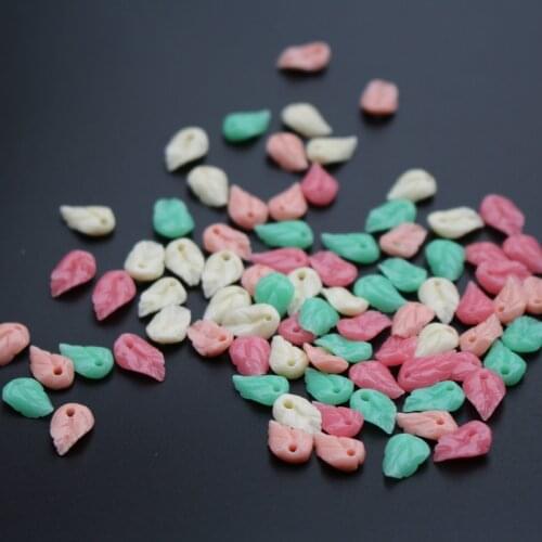 20Pcs 7mm*11mm*3.5mm Carved Artificial Coral leaf Small leaf Mix color for Jewelry making