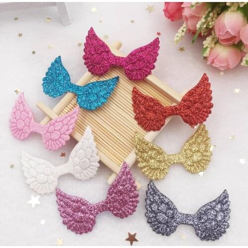20pcs mix Glitter Paillette Leather Fabric angel Cupid wing Applique Patches Wedding DIY Hair Clip Accessories Craft SE11