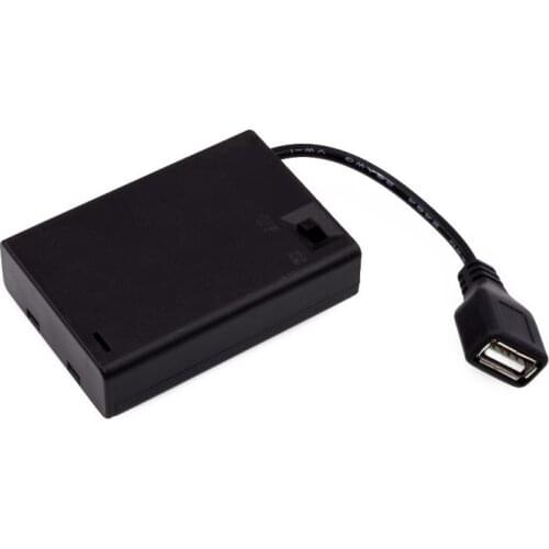 500pcs/lot Portable 3 x AA Batteries Holder Case 4.5V USB Power Supply Battery Storage Box For 5050 3528 2835 LED Strip Lights