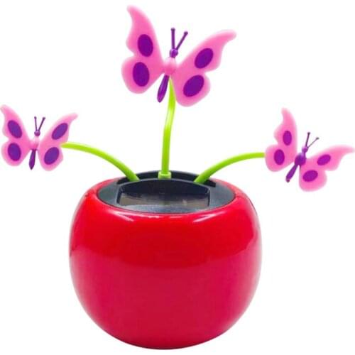 60% Hot Sale Creative Plastic Solar Power Butterfly Car Ornament Flip Flap Pot Swing Kids Toy Car Interior DecorationAccessories