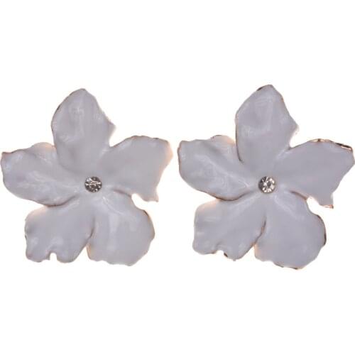 Za fashion accessory white color metal flower necklace geometric gold big dangle earrings for women drop shipping