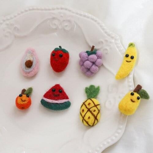 DIY Jewelry Accessories Material Handmade Wool Felt Patch Sticker Watermelon Grape Cherry Banana Pineapple Orange Hair Clip DIY