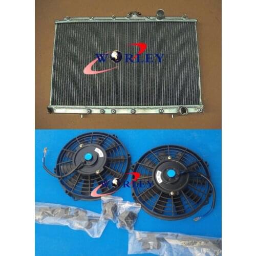 52MM aluminum radiator &FAN FOR MITSUBISHI EVO1/2/3 Lancer EVO 1 2 3 Race I II III