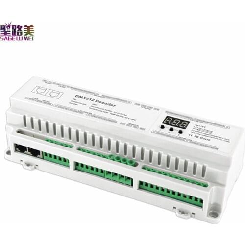 BC-640-DIN DIN Rail 40CH Channels DMX512 Constant Voltage LED Decoder DC12V-DC24V 3A×40CH RJ45 Terminal Block
