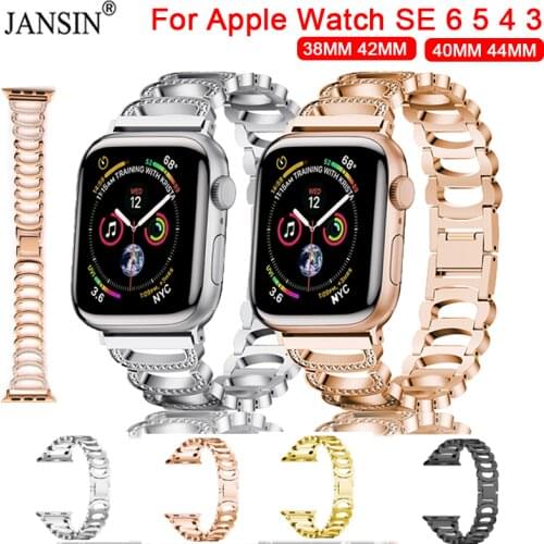 Luxury Diamond Strap For iWatch 40mm 44mm Band SE 6 5 4 3 2 Stainless Steel Link Bracelet For Apple Watch Band 42mm 38mm Women