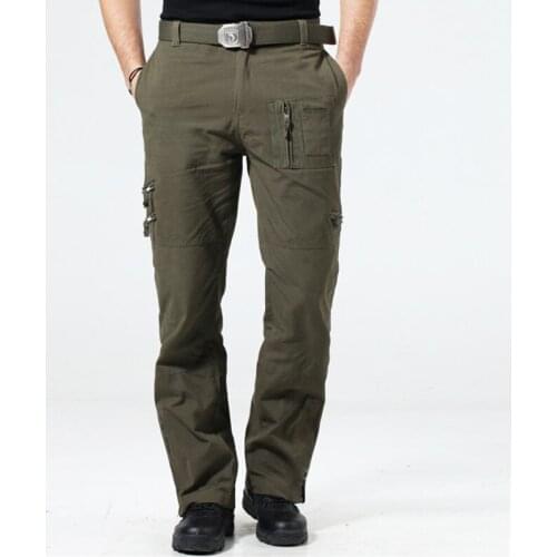 Men Tactical Pants Army Male Camo Jogger Cotton Trousers Many Zipper Pocket Military Style Cargo Pants Plus Size