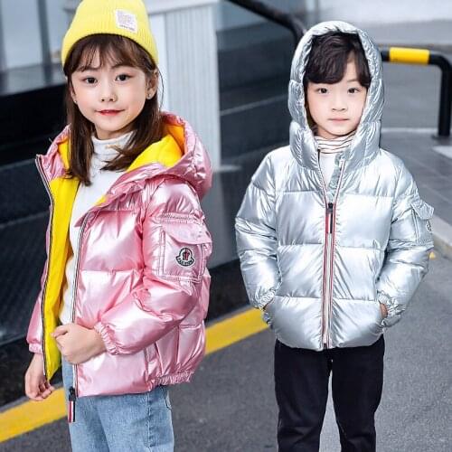Childrens Down Jacket Boys' and Girls' Cartoon Printed Antifouling Wash-free Jacket Childrens Thickened Warmth Kid Coat