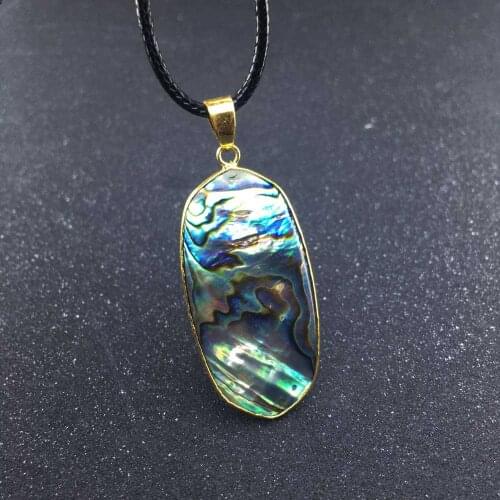 CSJ Double Side Natural Abalone Shell Pendant Necklace Oval 23*45mm Glamour Women Wedding Party Jewelry