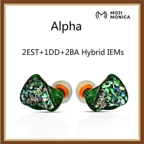 Moji Monica Alpha 2EST+1DD+2BA Hybrid IEMs Hifi Music Monitor DJ Studio Sport MMCX Hand Made Earphone Earbuds ES12 AQ7 Baldr QDC