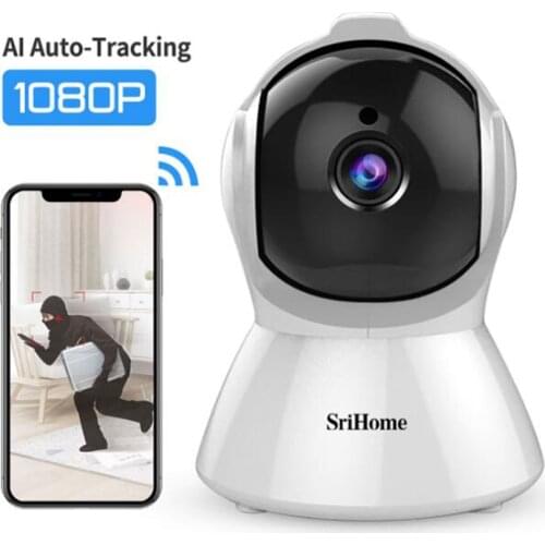 Srihome SH025 AI Body Auto-tracking IP Camera Mini 1080P Wifi CCTV Camera 2.0MP H.265 Smart Home Indoor Remote View Baby Monitor