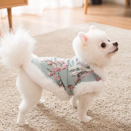 Chinese New Year Dog Clothing Pet Tang Suit Cheongsam Winter Dog Clothes Coat Outfit Cat Clothes Chihuahua Yorkshire Pet Apparel