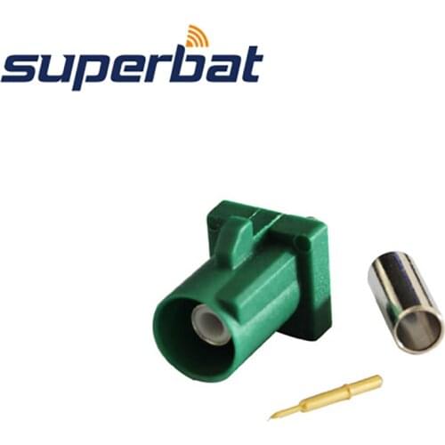 Superbat 10pcs Fakra E Green /6002 Coaxial Connector OEM Antenna Crimp Plug Car TV1 RF Connector for Cable RG316 RG174 LMR100