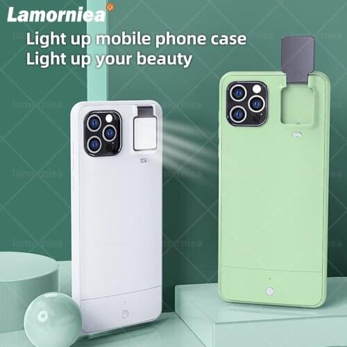 For iPhone X XS Max XR Ring Light Case With Flash Light For Beauty Photos For iPhone 12 11 Pro Max X Led Selfie Fill Light Cover