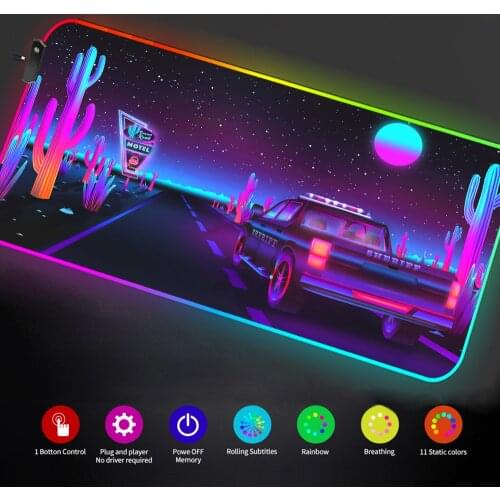 RGB Mousepad Xxl Desk Pink Grip Tape for Mouse Rgb Anime Mouse Pad Rgb Led Setup Gamer Accessories Carpet Deskmat DropShipping