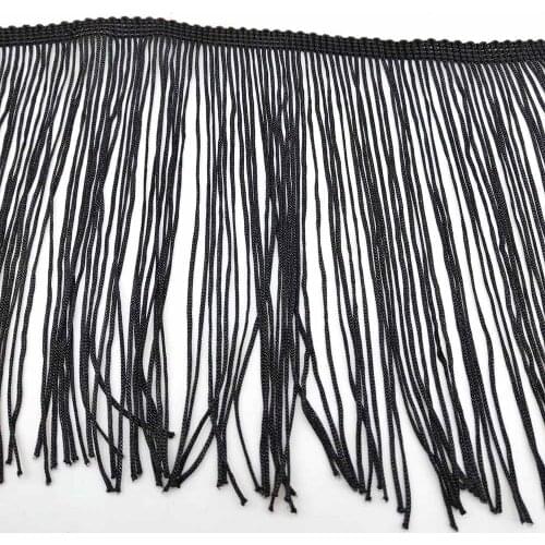 New 10 yards Black 15cm Long Fringe Lace Tassel Polyester Lace Trim Ribbon Sew Latin Dress Stage Garment Curtain DIY Accessories