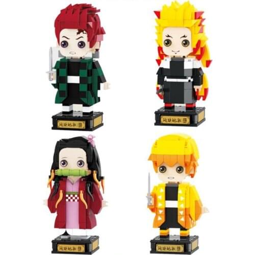 LOZ anime Big head brick Demon Slayer mini diamond block Kamado Tanjirou Nezuko Agatsuma Zenitsu Rengoku Kyoujurou figure toy