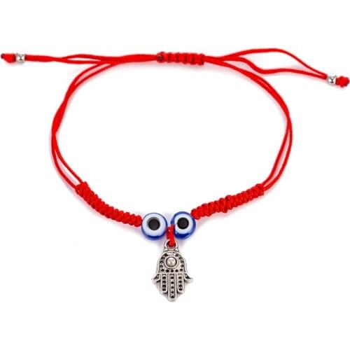 Trendy Palm Blue Eye Red Rope Knot Bracelets for Women Men Adjustable Classic Braided Hand Jewelry Gift DropShipping