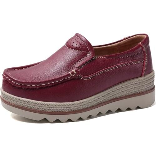 Autumn women flat shoes woman platform sneakers moccasins shoes woman creepers without lace genuine leather shoe ladies k98