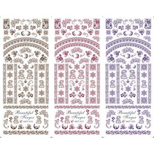 3PCS/LOT NAIL ART TATTOOS STICKER WATER SLIDER DECAL FULL COVER VINTAGE PATTERN SWIRL MOON STAR FLOWER LACE HOT76-78