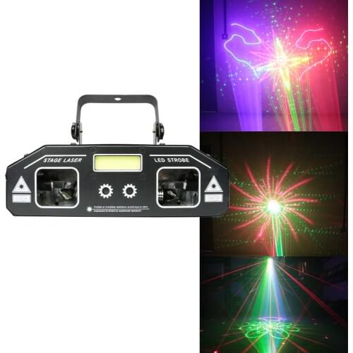 DJ stage laser light 2019 newest 2in1 strobe laser lighting disco home party holiday strobe projector