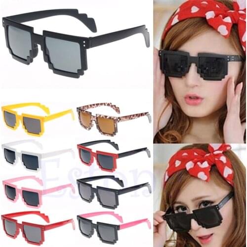 Unisex Retro Trendy Novelty Cool Pixel Glasses Pixelated Style Square Vintage Eyewear Accessories Sunglasses For Men/Women gafas