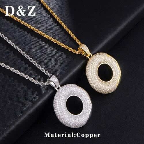 D&Z New Design Micro Paved CZ Dessert Donut Pendants Necklaces For Men Hip Hop Iced Out Jewelry Accessories