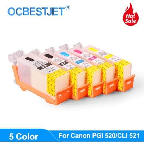 PGI-520 CLI-521 Refillable Ink Cartridge canon PIXMA IP3600 IP4600 IP4700 MX860 MX870 MP540 MP550 MP560 MP620 MP630 MP640