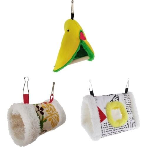 Plush Pet Bird Cage Hanging Bed Hut Cave Tent for Parrot Parakeet