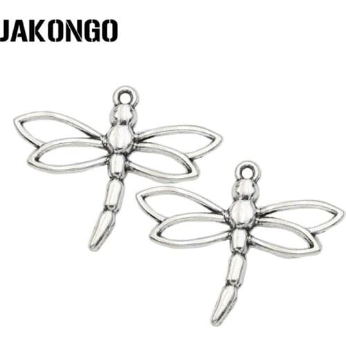 JAKONGO Antique Silver Plated Angels Charm Pendant for Jewelry Accessories Making Bracelet Findings DIY 26x32mm 12pcs/lot