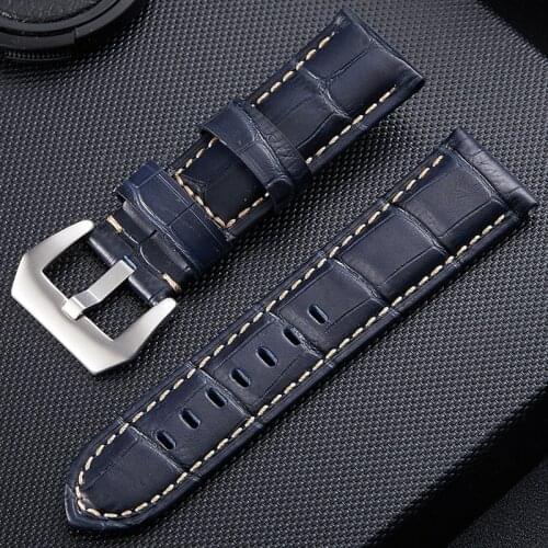 High quality genuine leather straps for PAM watch bands PVD Solid Stainless Steel Mad horse and cowhide leather band 22 24 26mm
