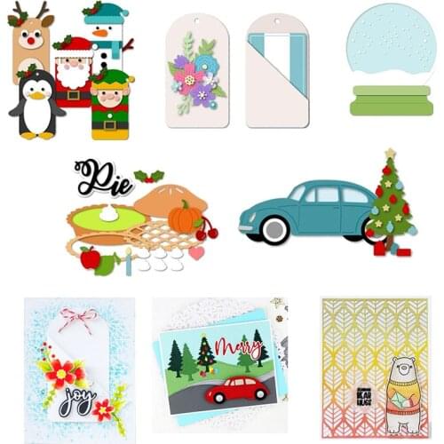 Christmas Santa Claus Crystal Ball Flower Tags Pie Car Words Metal Cutting Dies for DIY Scrapbooking Paper Cards Crafts New 2019