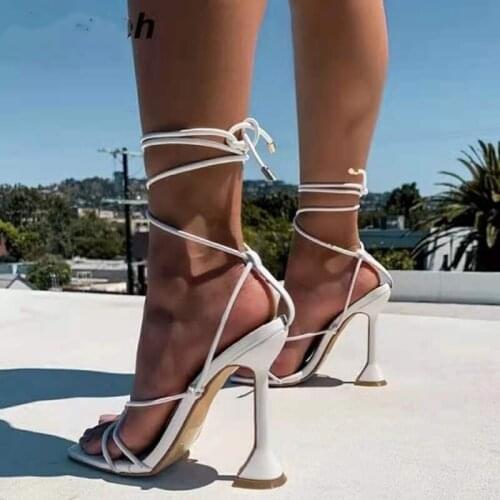 Sandals Womens Summer Big Brand with The Same Sexy Square Toe Strapped Roman Shoes Wineglass with High-heeled Sandals 2021