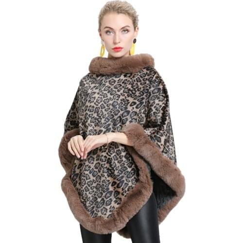 Sexy Leopard Poncho Women Winter Warm Fur Capes for Women 2020 New Female Cloak Female Pullover Capes Ponchos with Fur