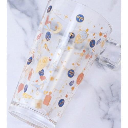 Starry Sky Cup Water Glass Female Glass Constellation Straw Cup Adult Ins Cute Girl Creative Glass Cup